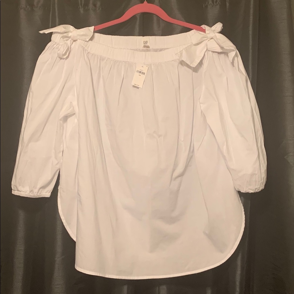 Gap White off- shoulder with ties poplin shirt